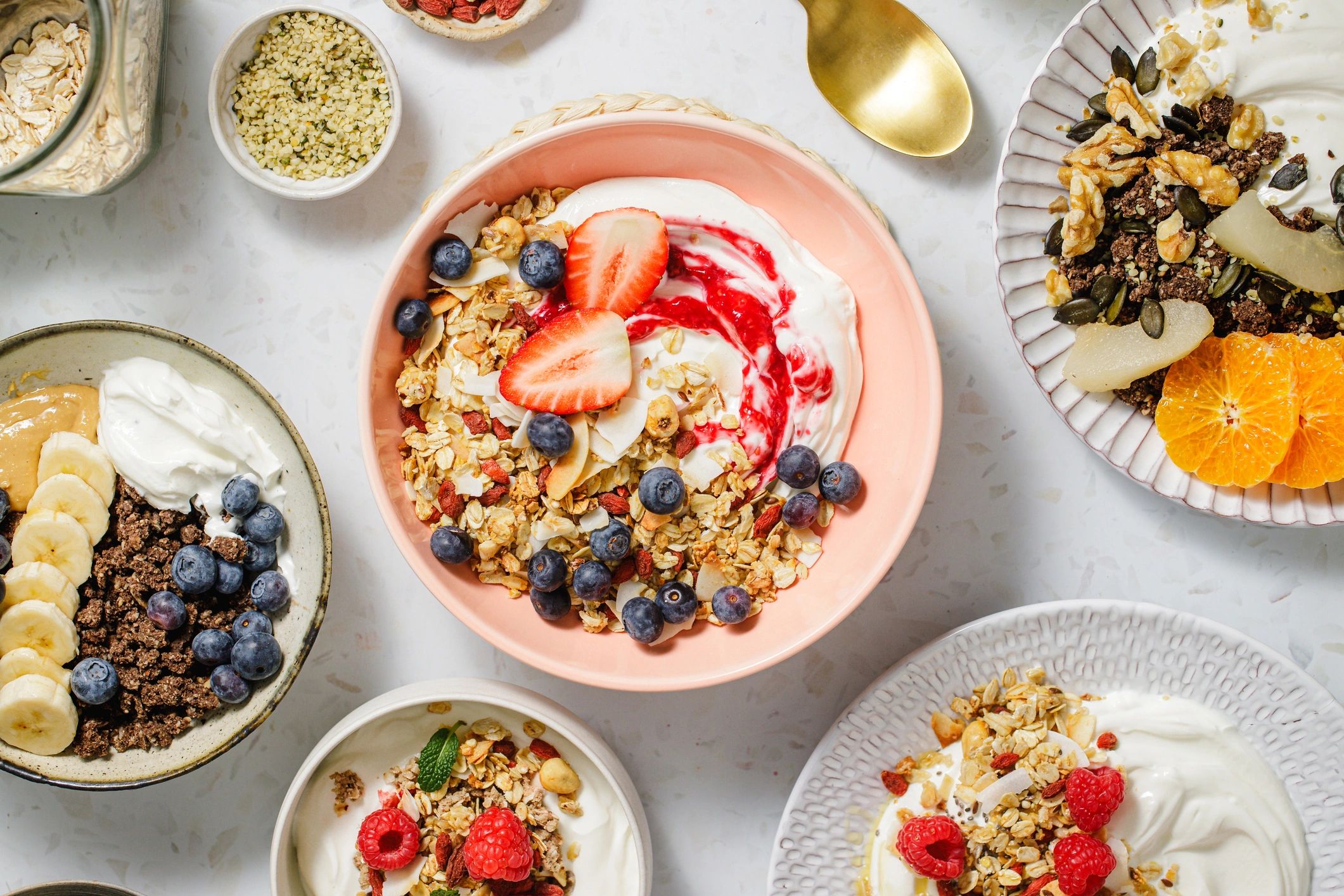 Bowl personalizable con frutas frescas, semillas y granola